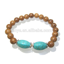 Bracelet perlé en bois turquoise Yoga Mala Bracelet perlé